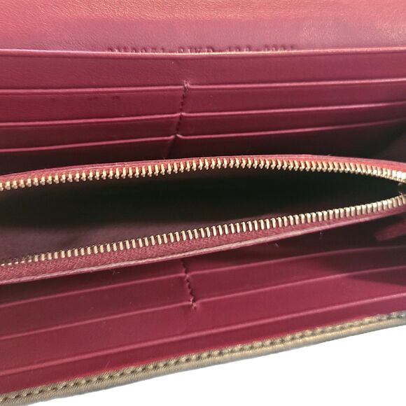 Fendi (Authentic) Gray Leather FF Baguette Long Fold-over Wallet w/ Pink Trim - Picture 7 of 12